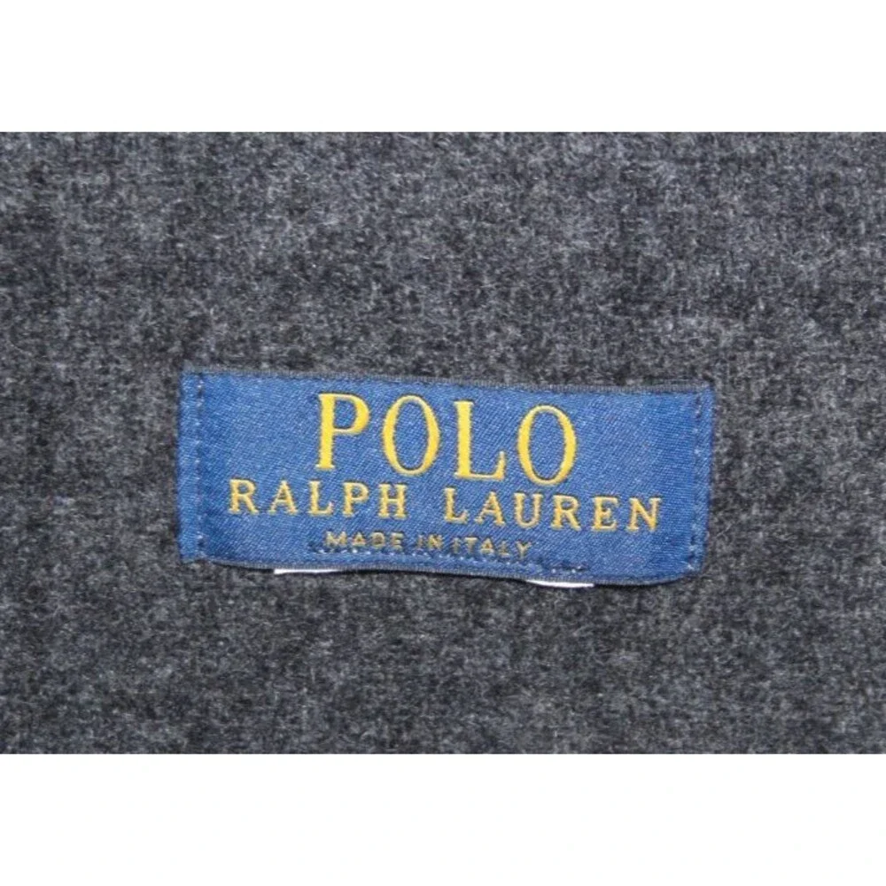 Polo Ralph Lauren Made Italy Men Women Scarf Black Gray Plaid Reversible Vintage